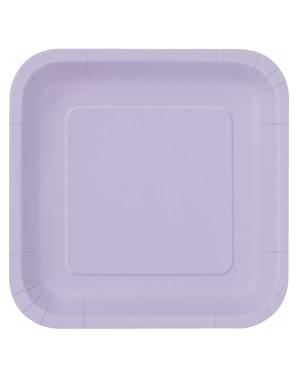 14 assiettes carrées lilas (23 cm) - Gamme couleur unie