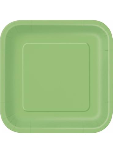 14 Lime Green Square Plates 23 cm Basic Colours Line Funidelia