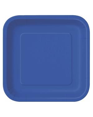 14 assiettes carrées bleu foncé (23 cm) - Gamme couleur unie