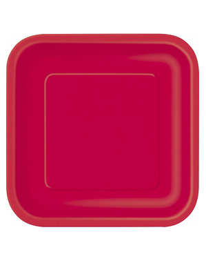 14 assiettes carrées rouges (23 cm) - Gamme couleur unie