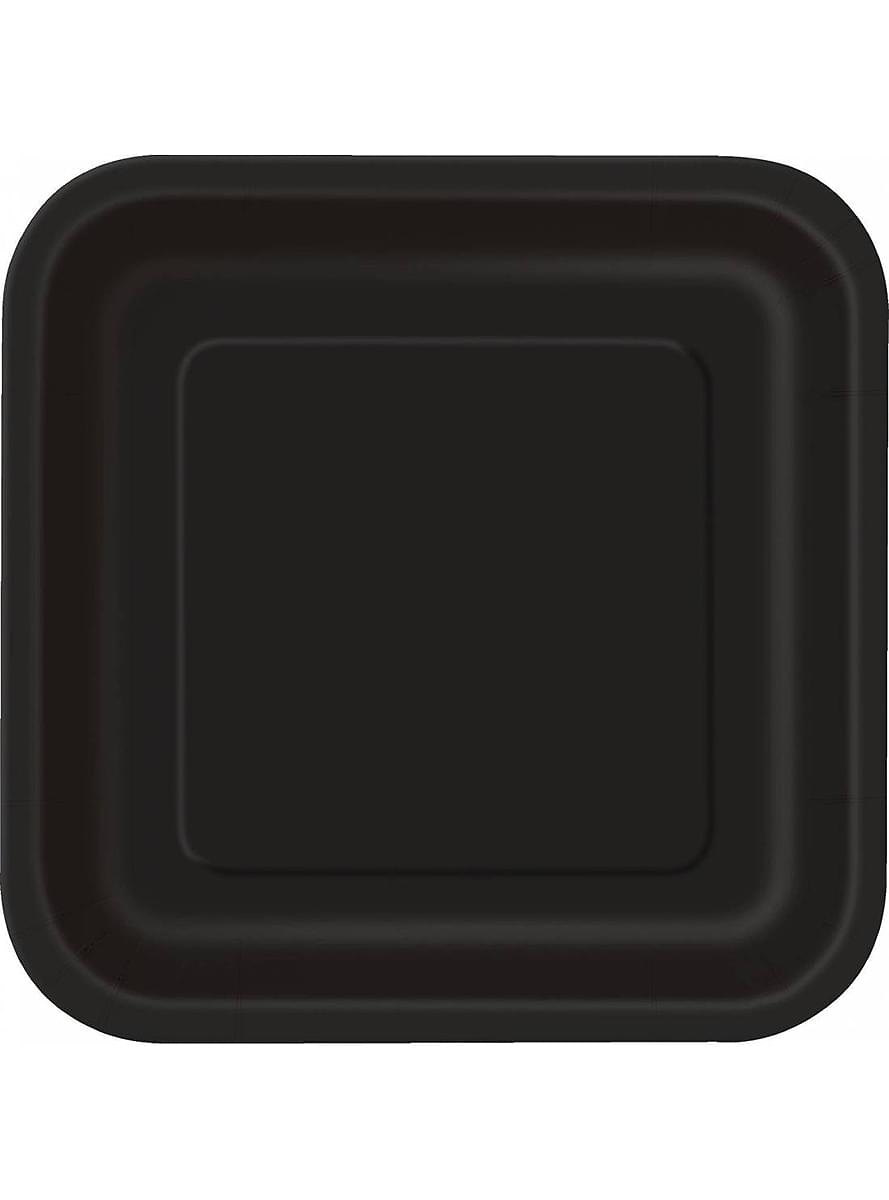 14 platos cuadrados negros (23 cm) - Línea Colores Básicos