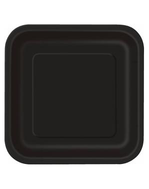 14 assiettes carrées noires (23 cm) - Gamme couleur unie