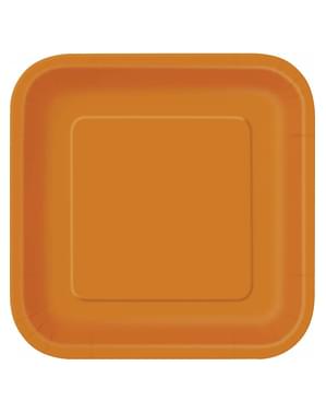 14 Orange Firkantede Tallerkener (23 cm) - Basale Farver Linje