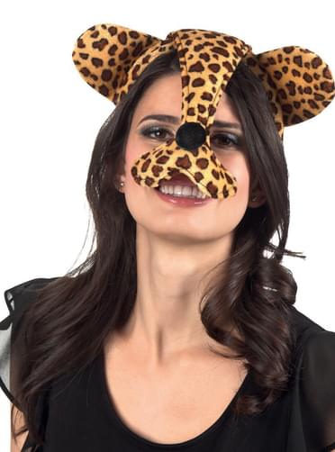 Orelhas e nariz de chita para mulher