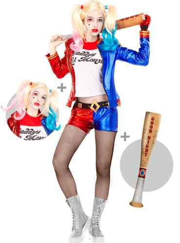 Costume Harley Quinn da donna con parrucca e mazza gonfiabile - Suicide  Squad | Funidelia