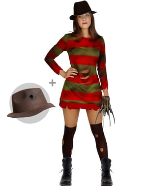 Disfraz de Freddy Krueger para mujer con sombrero - Pesadilla en Elm Street
