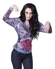 T-shirt zombie avec viscère à l'air femme