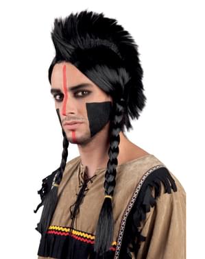 Peluca de indio con trenzas para adulto
