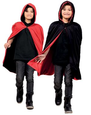 Mantello reversibile rosso/nero per bambino