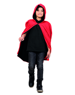 Cape réversible rouge/ noir enfant