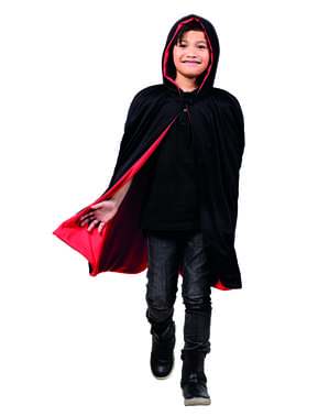 Cape réversible rouge/ noir enfant
