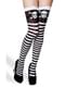 Collants rayures blanches et noires tête de mort femme