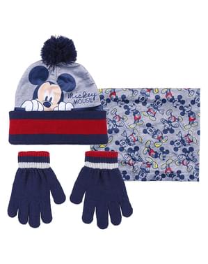 Conjunto de gorro, lenço e luvas Mickey para menino