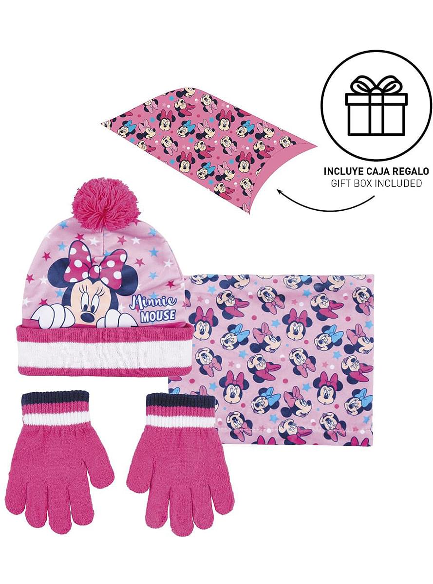 Set pălărie, eșarfă și mănuși Minnie pentru fete