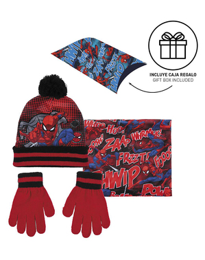 Spiderman hattu, huivi ja käsineet pojille