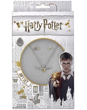 Goldener Schnatz Kette und Ohrringe Set - Harry Potter