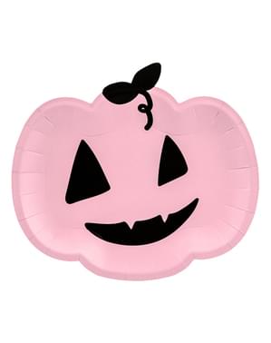 6 Pink Pumpkin Plates (25 x 22cm)
