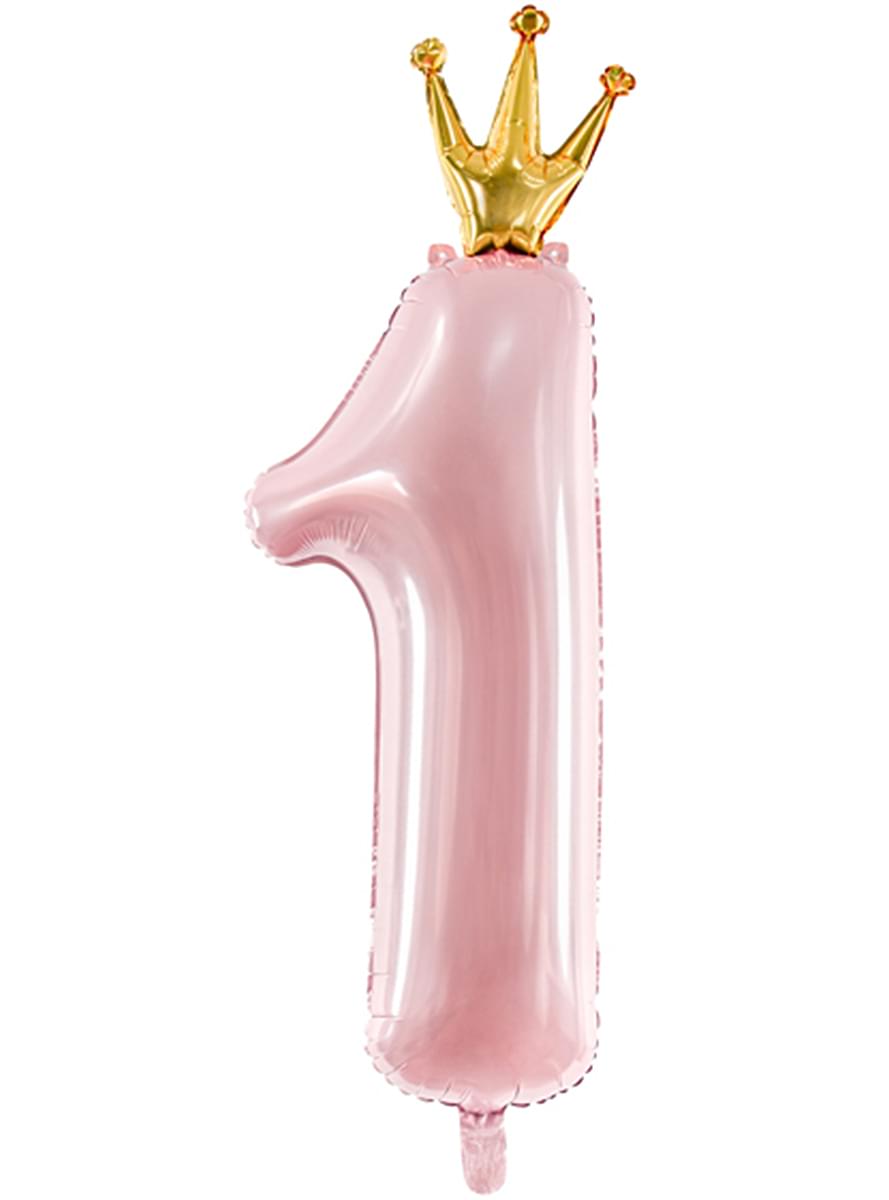 Ballon aluminium premier anniversaire rose