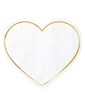 20 guardanapos de coração (11 x 13 cm)