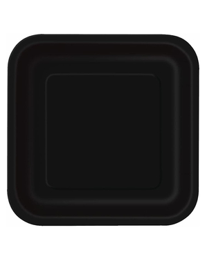 16 tallrikar svarta små fyrkantiga (18 cm) - Kollektion Basfärger