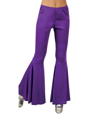 Pantalones de campana morados para mujer