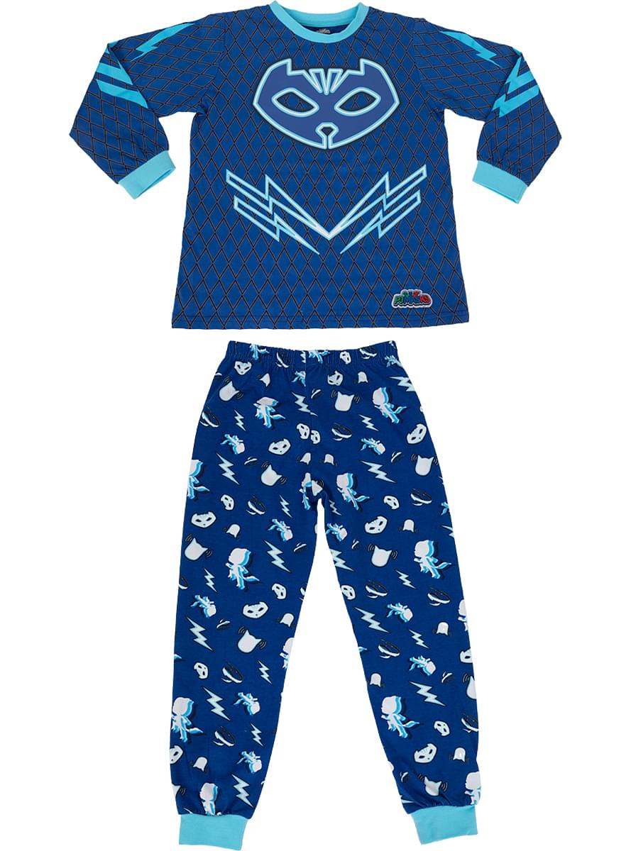 Funidelia | Pijama Gatuno - PJ Masks Para Niño Dibujos Animados - Accesorios & Merchandising - Regalos Originales Para Navidad, Cumpleaños Y Otras Celebraciones - Talla 3-4 Años - Azul