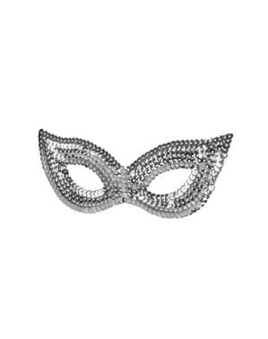 Antifaz plateado de lentejuelas para mujer