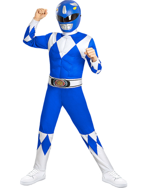 Blåt Power Ranger kostume til Børn