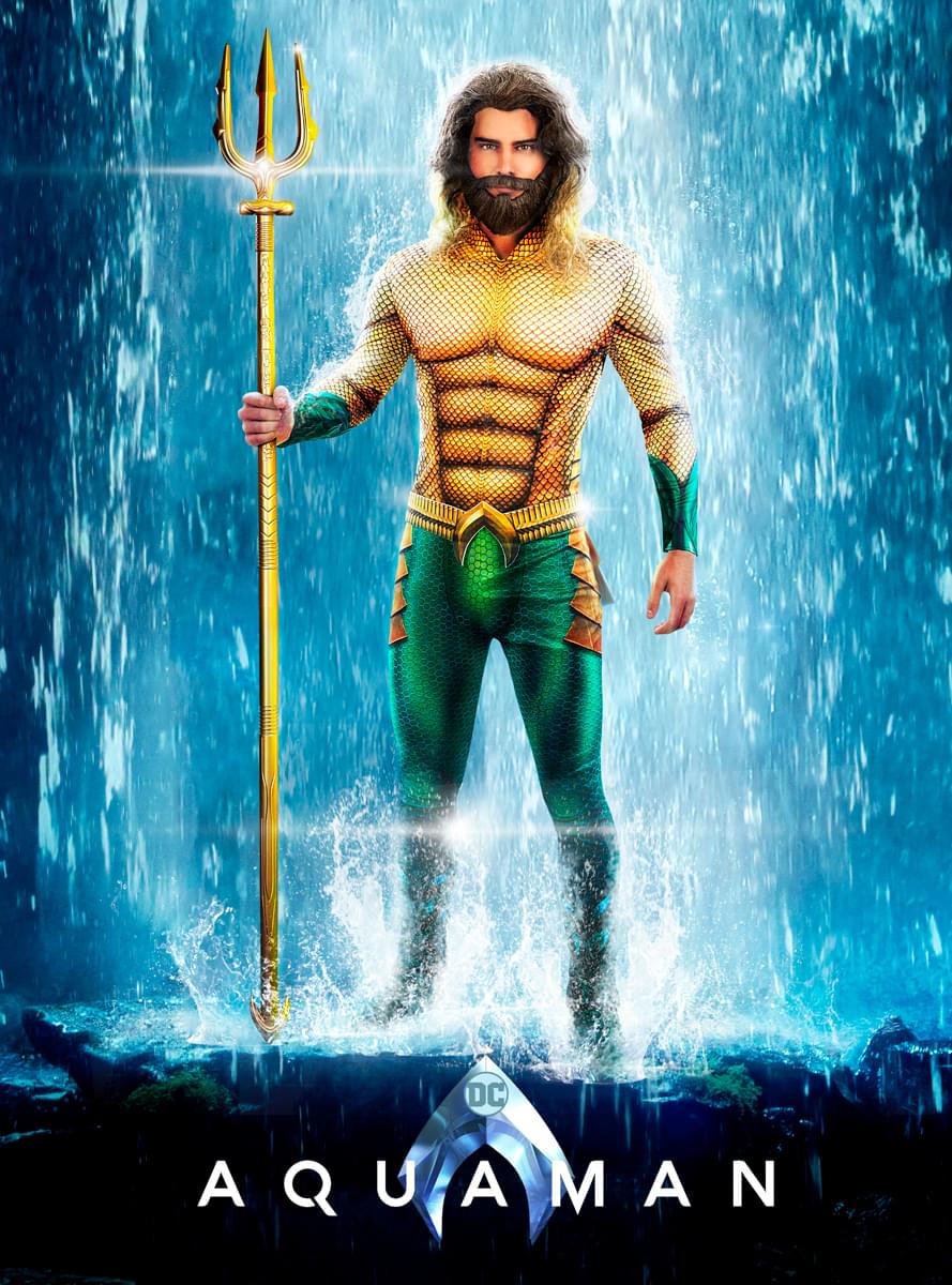Peruca Aquaman cu barba pentru adulti