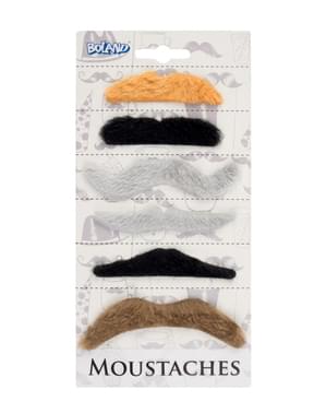 Mustascher 6 pack självhäftande flerfärgade för vuxen
