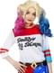 Harley Quinn Kostüm für Damen mit Perücke und aufblasbarem Schläger - Suicide Squad