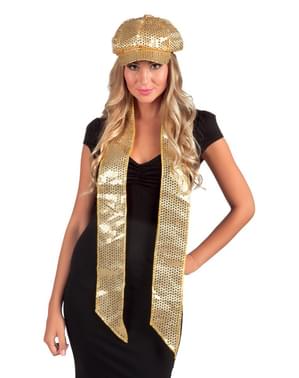 Fular dorado de lentejuelas para mujer