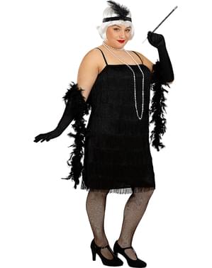 Charleston Kostüm schwarz für Damen große Größe