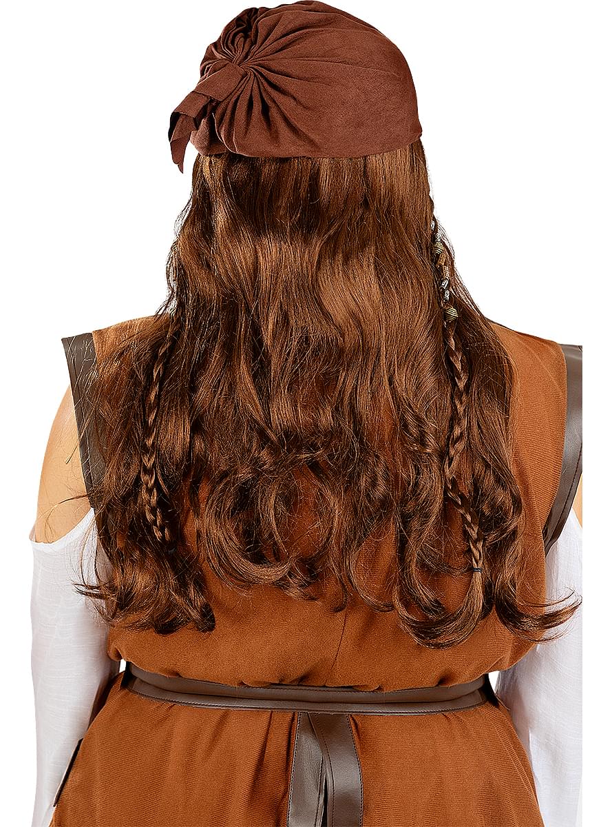 Perruque pirate marron femme