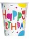 8 “Happy Birthday” Ballon bekers - Colorful Balloons