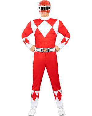 Power Ranger Kostüm rot für Erwachsene