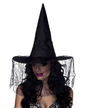 Kadının Kara Cadı Şapkalı Peçe