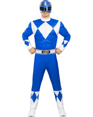 Power Ranger Kostüm blau für Erwachsene