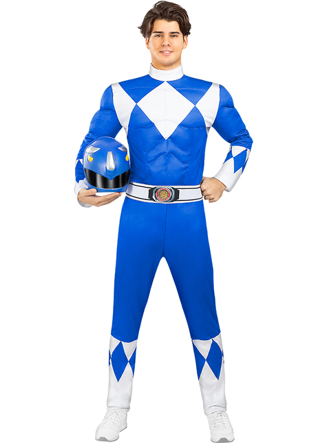 Power Ranger Kostüm blau für Erwachsene