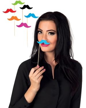 Set de 6 mustăți multicolore