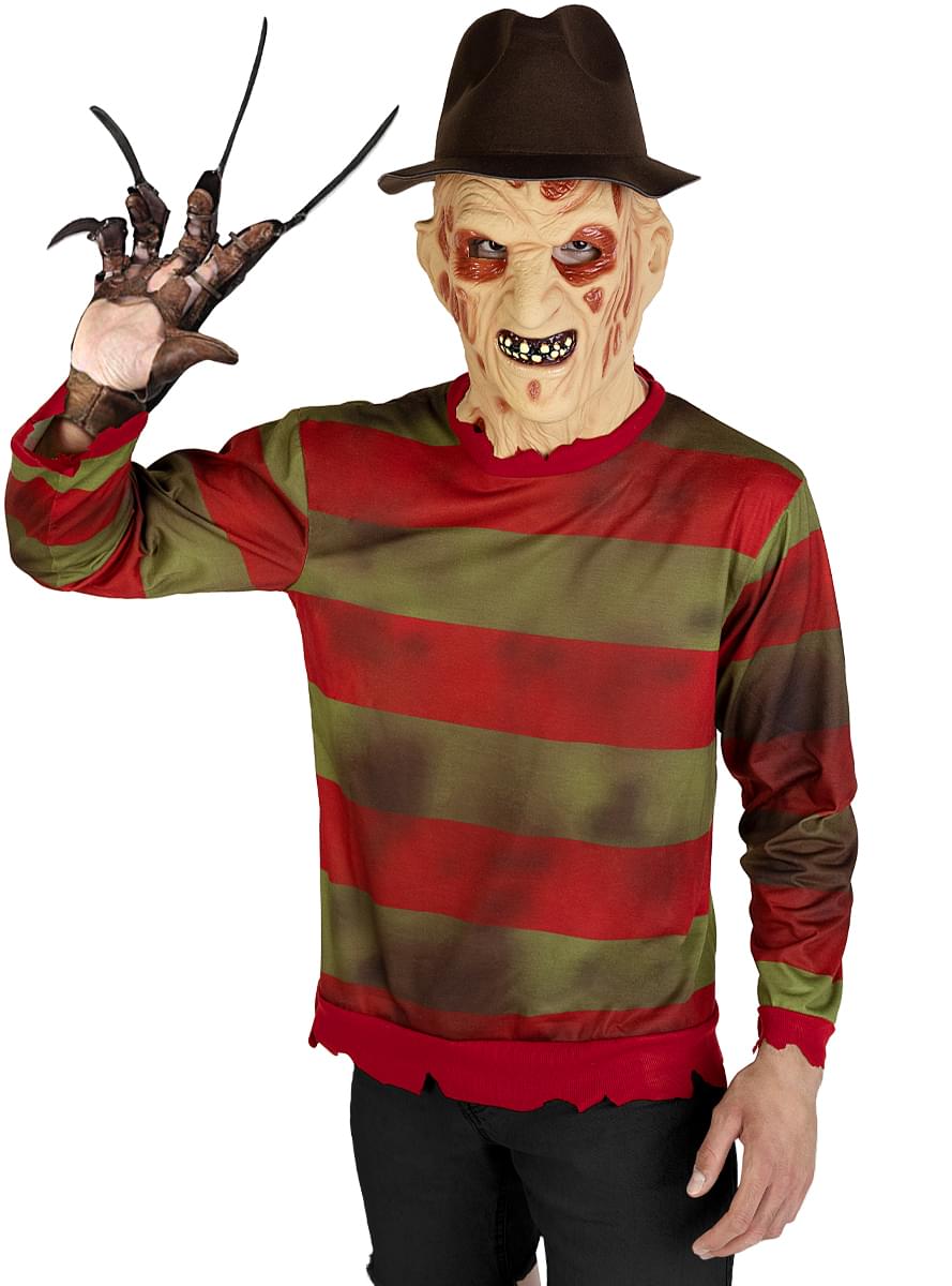 Freddy Krueger Pulóver Férfiaknak Kalappal, Kesztyűvel és Maszkkal Plus Size- Rémálom az Elm utcában