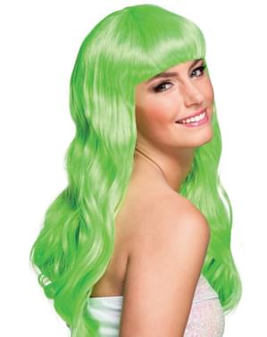 Parrucca verde lime con frangia per donna