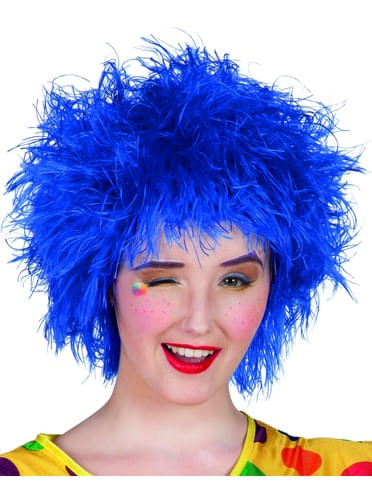 Peruca despenteada azul para mulher