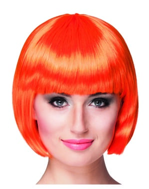 Perruque courte orange femme