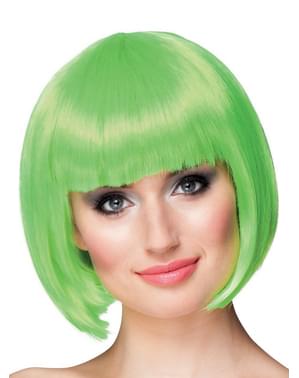 Къса неонова зелена перука с жени