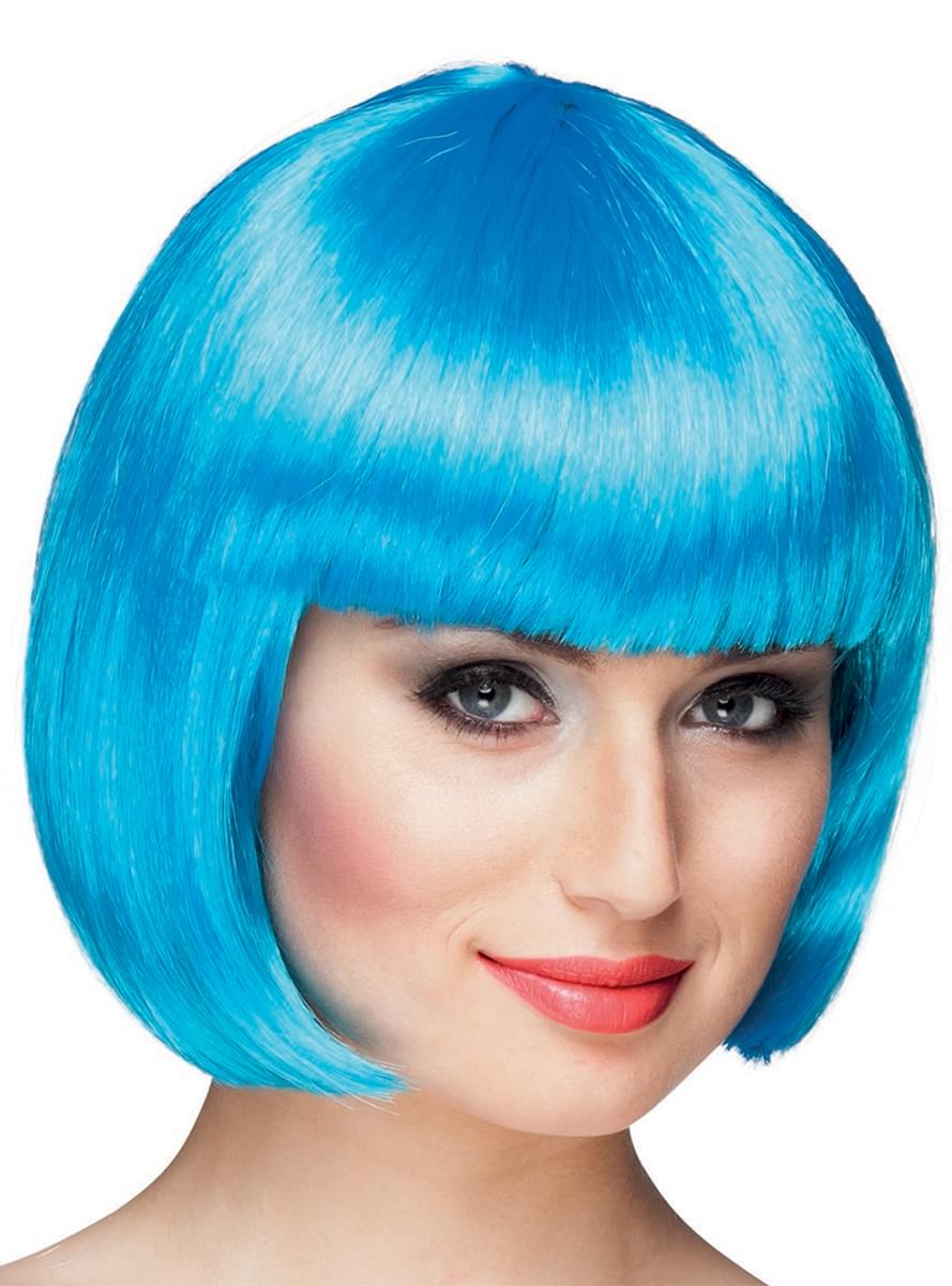 Light blue short wig for women
