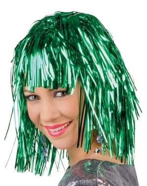 Peruca metálica verde para adulto
