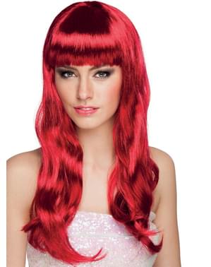 Рубинена червена перука на жената