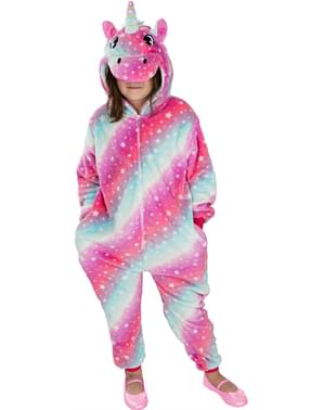 Flerfarget enhjørning Onesie kostyme til barn