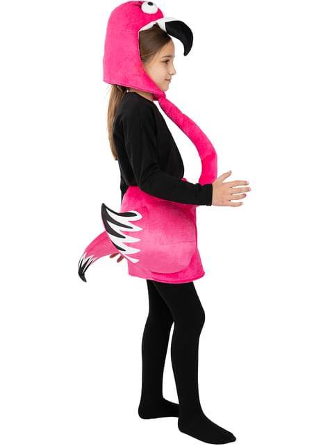 Personaggio del costume della mascotte del fenicottero magenta vestito con  un cardigan e spille per cappello - Costumi da mascotte -   Formato L (175-180 CM)